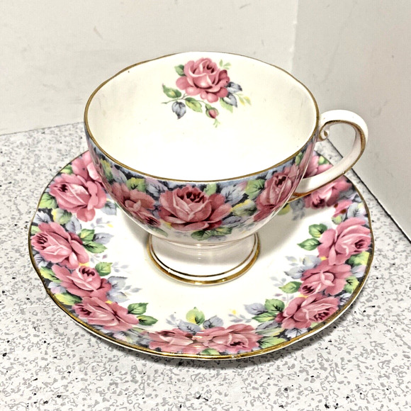 Royal Standard Rose Of Sharon Footed Tea Cup & Saucer Set Bone China England - Picture 10 of 10